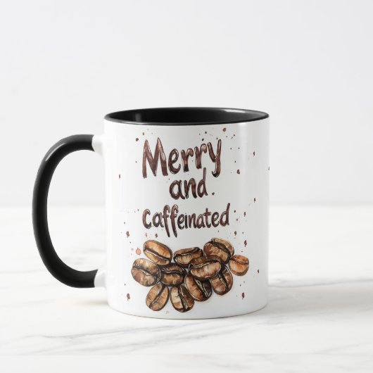 Fröhlicher und koffeinierter Weihnachtskaffee Tasse (Links)