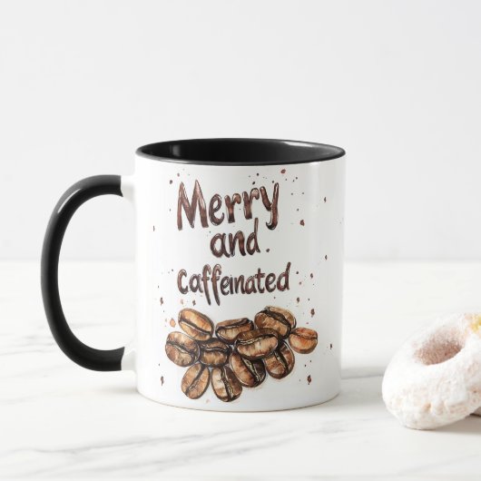 Fröhlicher und koffeinierter Weihnachtskaffee Tasse (Mit Donut)