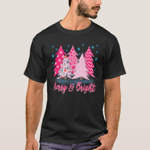 Fröhlicher und strahlender rosa Weihnachtsbaum Ros T-Shirt