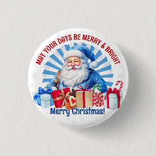 Fröhlicher und strahlender Weihnachts-Vintage-Weih Button