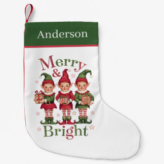 Fröhlicher und strahlender Weihnachtself Name hinz Kleiner Weihnachtsstrumpf