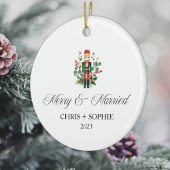 Fröhlicher und Verheirateter First Christmas Nutcr Keramik Ornament