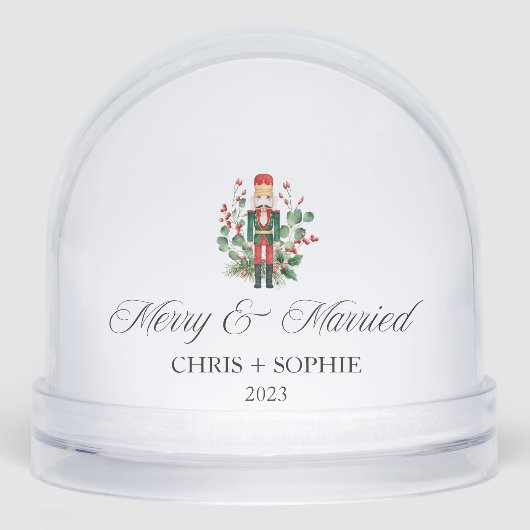 Fröhlicher und Verheirateter First Christmas Nutcr Schneekugeln (Vorderseite)