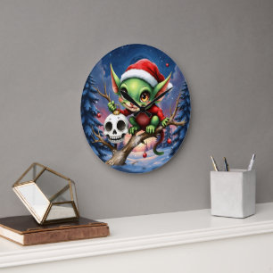 Fröhlicher Unfug – Der kleine Weihnachtself. Große Wanduhr