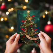 Fröhlicher Unfug – Weihnachtsdrachen im Baum Karte