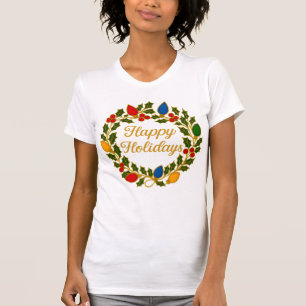 Fröhlicher Urlaubskranz Weihnachtslichter und Stec T-Shirt
