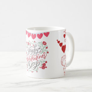 Fröhlicher Valentinstag Blumen-Herz-Tasse Kaffeetasse