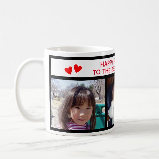 Fröhlicher Vater Papa - Drei Fotos Tasse (Links)