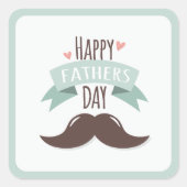 Fröhlicher Vater - Schnurrbart Quadratischer Aufkleber (Vorderseite)