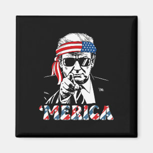 Fröhlicher Vintage Trump 4. Juli Patriotisches Ame Magnet