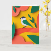 Fröhlicher Vogel Geschenk Sitzstange Karte (Gelbe Blume)