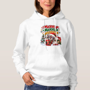 Fröhlicher Waschbär-Weihnachtsbaum-Heißer Kakao Me Hoodie