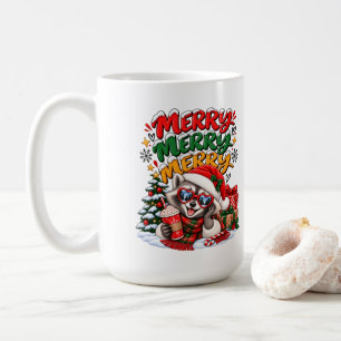 Fröhlicher Waschbär-Weihnachtsbaum-Heißer Kakao Me Kaffeetasse