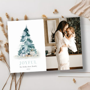 Fröhlicher Wasserfarben-Tannen-Weihnachtsbaum-Gesc Feiertagskarte