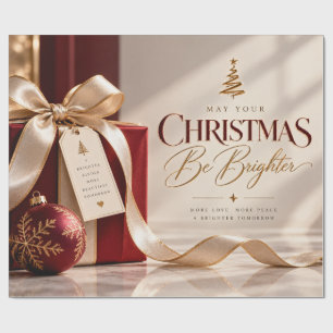 Fröhlicher Weihnachten Burgunder Gold Geschenkpapier