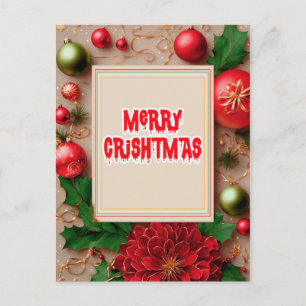 Fröhlicher Weihnachts-Blumenkranz Postkarte