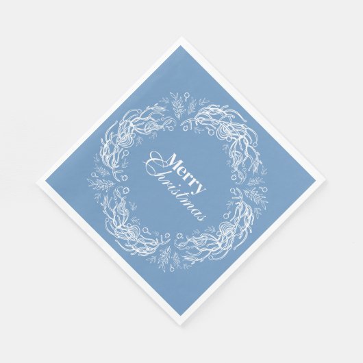 Fröhlicher Weihnachts-Botanikkranz. Serviette (Ecke)