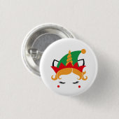 Fröhlicher Weihnachts-Einhorn-Elf-Button Button (Vorne & Hinten)