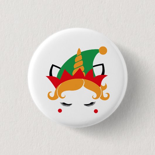 Fröhlicher Weihnachts-Einhorn-Elf-Button Button (Vorderseite)