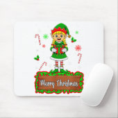 Fröhlicher Weihnachts-Elf-Kind Mädchen Bunte Licht Mousepad (Mit Mouse)