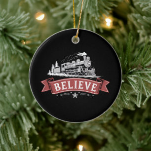 Fröhlicher Weihnachts-Express Nordpol Weihnachten  Keramik Ornament