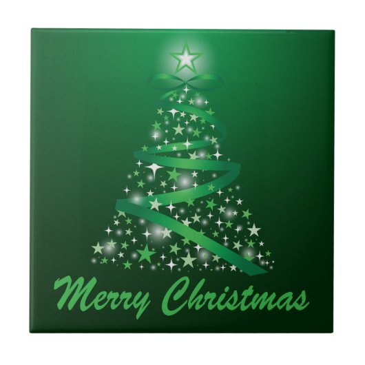 Fröhlicher Weihnachts-Glow-Baum Fliese (Vorderseite)