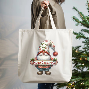Fröhlicher Weihnachts-Gnom Tragetasche