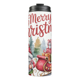 Fröhlicher Weihnachts-Gnom-Tumbler Thermosbecher