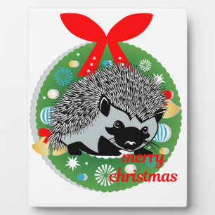 fröhlicher Weihnachts-Igel Fotoplatte