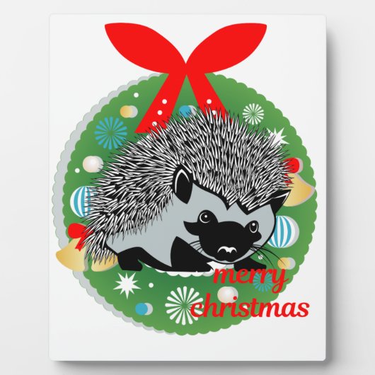 fröhlicher Weihnachts-Igel Fotoplatte (Vorderseite)