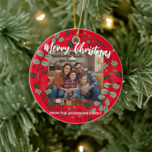 Fröhlicher Weihnachts-Kranz Foto Personalisiert Fa Keramik Ornament