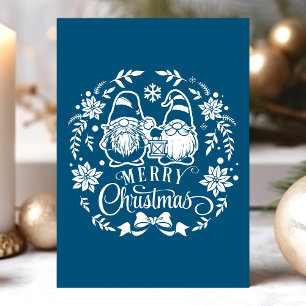 Fröhlicher Weihnachts-Kranz-Gnom Feiertagskarte