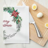Fröhlicher Weihnachts-Kranz Küchenhandtuch Geschirrtuch (Viertel Falte)