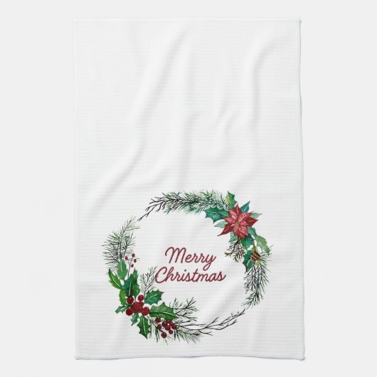 Fröhlicher Weihnachts-Kranz Küchenhandtuch Geschirrtuch (Vertikal)