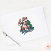 Fröhlicher Weihnachts-Santa Ovaler Aufkleber (Umschlag)