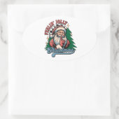 Fröhlicher Weihnachts-Santa Ovaler Aufkleber (Tasche)