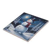 Fröhlicher Weihnachts-Schneemann Fliese (Seite)