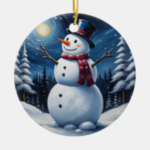 Fröhlicher Weihnachts-Schneemann Keramik Ornament