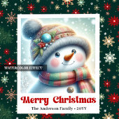 Fröhlicher Weihnachts-Schneemann mit Schneeflocken Serviette
