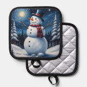 Fröhlicher Weihnachts-Schneemann Topflappen (Vorderseite/Rückseite)