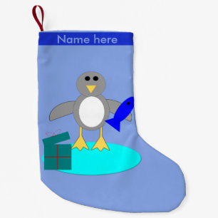 Fröhlicher Weihnachtsangler Pinguin Maßgeschwungen Kleiner Weihnachtsstrumpf