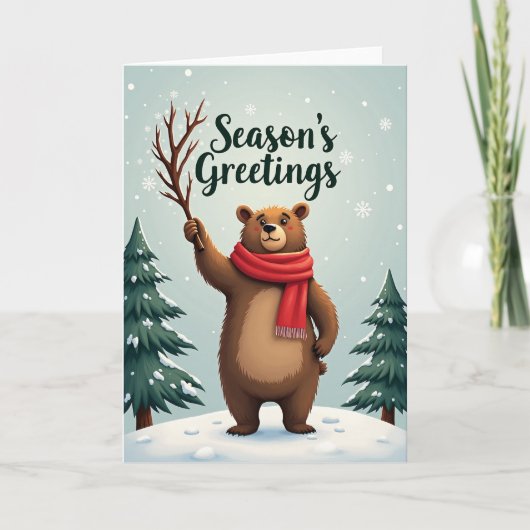 Fröhlicher Weihnachtsbär Karte (Vorderseite)