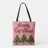 Fröhlicher Weihnachtsbaum Candy Cane Spaß Feiertag Tasche (Rückseite)