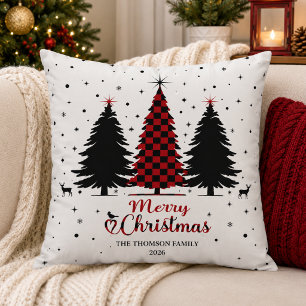 Fröhlicher Weihnachtsbaum Festliche Schneeflocke W Kissen