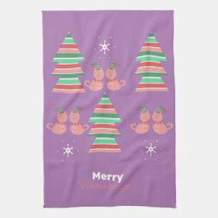 Fröhlicher Weihnachtsbaum Katzen Muster Küchenhand Geschirrtuch