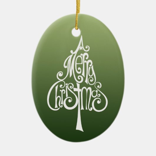 Fröhlicher Weihnachtsbaum Keramikornament (Vorne)