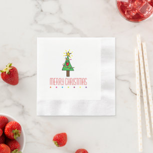 Fröhlicher Weihnachtsbaum-Lichterkette Serviette