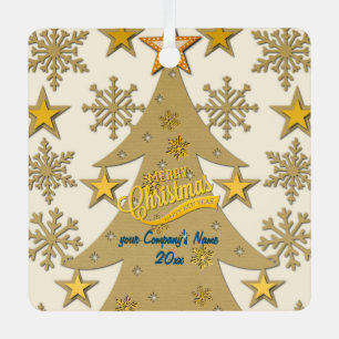 Fröhlicher Weihnachtsbaum, Schneeflocke- und Stern Ornament Aus Metall