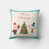Fröhlicher Weihnachtsbaum-Schneemann Kissen (Rückseite)