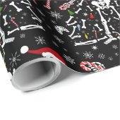 Fröhlicher Weihnachtsbaum Skelett Muster Geschenkpapier (Rolleneckpunkt)